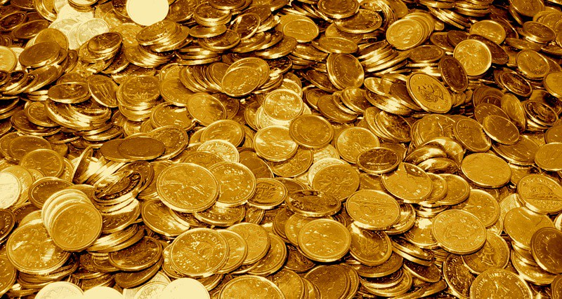 gold coins and gold bars